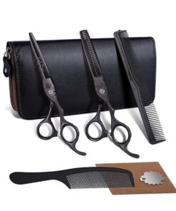 Purple Dragon Professional Japan 440C 5,5 Black Haarschneiderei-Scheren und -dünnerei Set für Frisorgestalter mit Tasche
