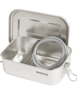 Wenco Edelstahl Lunchbox Mit 2 Fächern für Erwachsene zum Tragen ins Büro inkl. Ersatz-Silikonring 650 ml Wasserdicht Sp