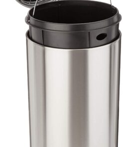 Amazon Basics rund Zylindrisch Mülleimer mit Soft-Close-Funktion für Küche und Garage, Edelstahl, 30 l / 7.9 gallons - M