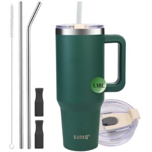 SUNTQ Doppelwandige Vakuum Isolierte Wasserflasche Grün SUNTQ Thermische Tasse für Getränke Grün SUNTQ Reise Kaffeebeche