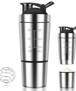 Golgner Edelstahl Protein Shaker für Fitness - 600ml Doppelwandig BPA-frei (Silber)