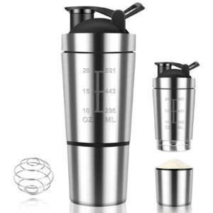 Golgner Edelstahl Protein Shaker für Fitness - 600ml Doppelwandig BPA-frei (Silber)