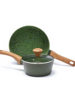 Swiss Granit Beschichtung Topfset 3-Teilig 24cm Antihaft-Gefüllte Küche Gasherd-Und-Induktion-Kompatibel