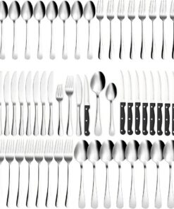 Xespis Besteck Set 12 Personen, Edelstahl, Hochglanzpoliert, Spülmaschinenfest, für Haus und Party, Premium Essbesteck m