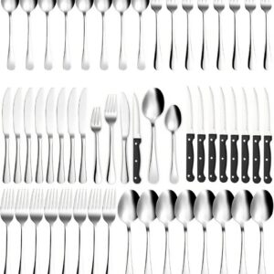 Xespis Besteck Set 12 Personen, Edelstahl, Hochglanzpoliert, Spülmaschinenfest, für Haus und Party, Premium Essbesteck m