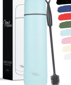 Milu Thermosflasche, Isolierflasche 750ml, Doppelwandisolierung, 100% Auslaufsicher, Babyblau