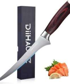 Professionelles Filetiermesser, Ultrascharfes Fischmesser 18 cm, Kochmesser aus Hochkohlenstoffstahl | Ergonomisches Pa