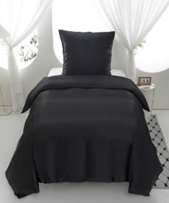 Morbuy Kühlende Satin Bettwäsche Schwarz Seidig und kühlend fürComfort Schlaf 135x200 mit Reißverschluss 1 Kissenbezüge