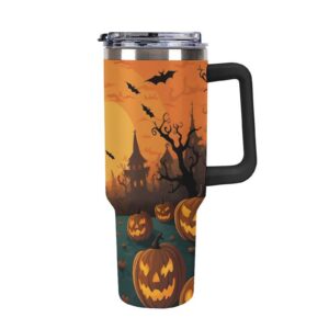AQRJLPM Halloween-Autobecher, Edelstahl, für kalte heiße Getränke, Camping-Reise-Kaffeebecher, isoliert, auslaufsicher,