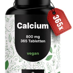 Calcium Tabletten Hochdosiert für Erwachsene - 800mg pro Tag - Calziumtabletten Laborgeprüft 180 Tage Vorrat - vegan und