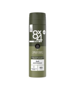 8X4 Men Wild Oak Deospray, Zuverlässiger Männerdeospray mit 48h Anti-Transpirant-Schutz und maskulin-holzigem Duft (150