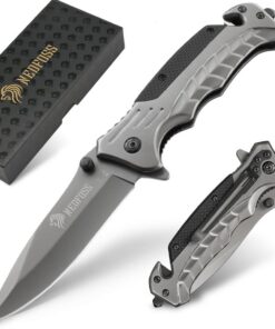 NedFoss FA46 Taschenmesser für Survivalsituationen - Rettungsmesser mit Gurtschneider & Glasbrecher | NedFoss FA46 Tasc