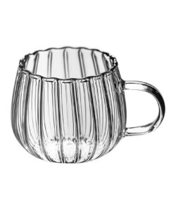 Klare Kürbisbecher aus Glas für Halloween mit Griffen, Herbst-Thème für Tees und Kaffee (klar) Unj420 Klare Kürbisbech