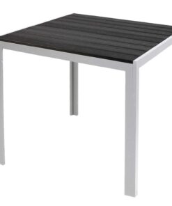INDA-Exclusiv Aluminium Gartentisch Silber/Schwarz fürt Grundstücke witterbeständig, mit Maßen 90cm x 90cm für den Garte