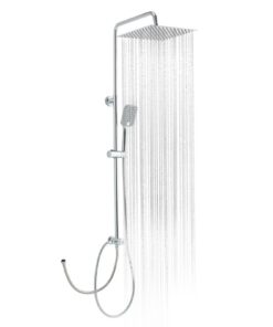 OFFO Regendusche chrom Glatt, Hochwertig, Duschsystem für Edelstahl Duschnierenteilig 30x30cm, Hochwertiger Duschschlauc