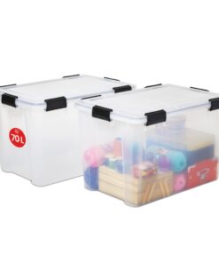 Iris Ohyama luftdichten Kunststoff-Aufbewahrungsboxen 70L 2er-Set transparent Hermetischer Verschluss Robust