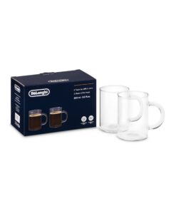De'Longhi Long Coffee Gläser Set DLSC320, 2 Kaffeebecher aus Glas für Caffe Lungo und Americano, Spülmaschinenfest, 250