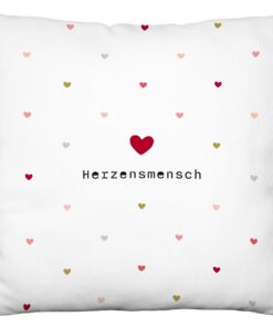 Plüschkissen Herzensmensch Zierkissen Dekoartikel | Wendemotiv Geschenk Valentinstag | 25cm x 25cm 100% Polyester | 7379