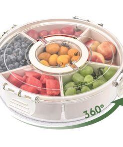 Drehbare Snackbox mit 6 Fächern für Picknicks und Familientreffen – Herausnehmbare Organizer für Süßigkeiten Obst Nüsse