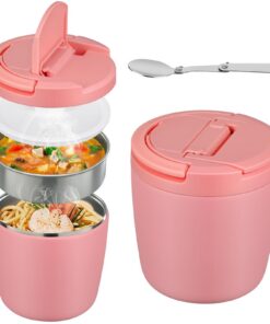 ItsLife Thermobehälter für Suppen 1400ml, Edelstahl Thermoschüssel mit Deckel, Thermo Lunchbox mit Löffel, Warmhaltebehä