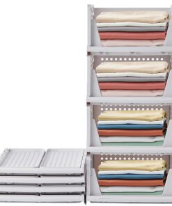 RMAN 4 Stück Stapelbare Faltbare Kleiderschrank Organizer für Schrank Schubladen Küche Bad