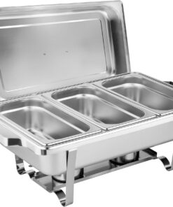 Edelstahl Speisewärmer Chafing-Dish 3X 1/3 GN für Catering Events Warmhaltefunktion Buffet Zubehör
