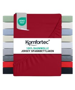 Komfortec Spannbettlaken Oeko-Tex Zertifiziert, Weich & Atmungsaktiv für Boxspring, Topper & Rundumgummi, 140x200 Baumwo