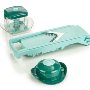 Genius Nicer Dicer Fusion Slicer Set - GeschwindigkeitsGemüseschneider - Verstellbarer Gurkenhobel mit V-Klinge aus Edel