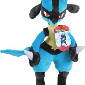 Pokémon Kuscheltier XXL Lucario 30 cm - Offiziell lizenziert - Neue 2023 - Plattformfreies Spielzeug - perfekt für Kinde