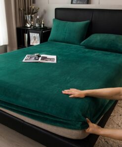Boqingzhu Flauschige Plüsch Spannbettlaken für Dunkelgrüne Matratzen 140x200cm Winter Warm OEKO-TEX Standard Kuschelig