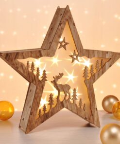 Spetebo LED Dekoleuchte Stern aus Holz - Weihnachten - Batterie betrieben - Tisch Deko Aufsteller | Spetebo LED Dekoleu