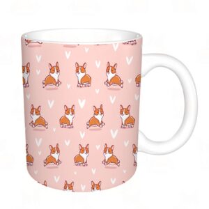 YFHJV Grosse Kaffeetasse - Bürotasse - Niedliches Corgi-Nahtloses Muster auf rosa Hintergrund - teetasse groß - Cappucci