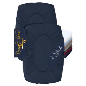 Marie's Home 2er Pack Navyblau Nackenstützkissenbezug - Kopfkissenbezug Spann- und Kissenbezug - M ngại 35-40 x 55-60 cm