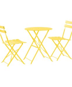 Harbour Housewares 2-Sitzer Sussex Bistro Set rund gelb für Terrasse & Garten