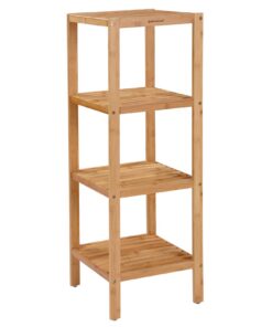 SONGMICS Badregal Natural Beige BCB54Y - 4 Ebenen - 33x33x98 cm - für Bad, Wohnzimmer & Küche