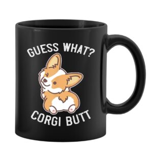 PUHEI HUYAW Guess What Corgi Butt 325 ml Keramikbecher - lustige, niedliche Geburtstagsgeschenke für Corgi-Hundeliebhabe