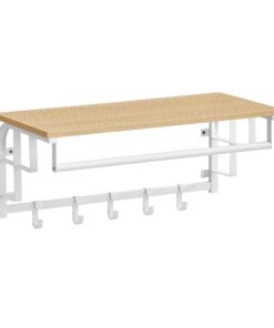 VASAGLE Wandgarderobe + mit 5 Haken & Ablage + für Flur & Schlafzimmer goldeichenfarben LCR012N01