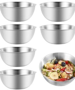 Tutamaz Edelstahl Schüssel Set, 6Pcs Stapelbar Spülmaschinenfest Hochwertige Edelstahlschüsseln für Salat und Snacks