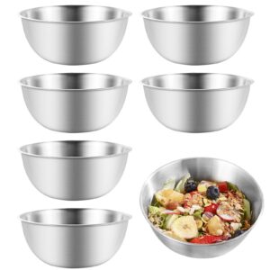 Tutamaz Edelstahl Schüssel Set, 6Pcs Stapelbar Spülmaschinenfest Hochwertige Edelstahlschüsseln für Salat und Snacks