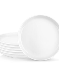 MALACASA Serie REG 8,5" Pastateller Set für Spülmaschine und Mikrowelle, Geschirr aus Cremeweißem Porzellan mit 6 Telle