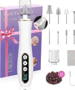 Karrong Elektrische Nagelfeile Akku Nagelpflegeset mit 10 Geschwindigkeiten LED Licht für Gelnägel Acrylnägel Karrong El