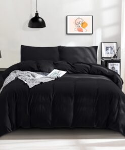 Ohano Bettwäsche, kuschelig weich, Ganzjahresbettwäsche-Sets-Schwarz 220x240 cm + 2 Kissenbezug 80x80 cm