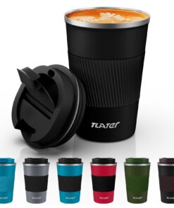 Tlater Thermobecher to Go - 13oz/380ml Doppelwandiger Vakuum-Edelstahl Kaffeebecher Thermo - Heiß- und Kaltgetränke für