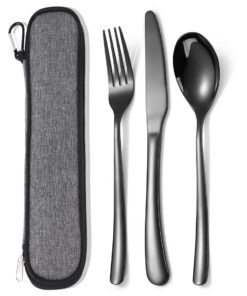 MURRI&MURRDI Besteck Set für 1 Person, Spülmaschinenfestes Edelstahl Besteck, perfekt für Camping (3 Schwarz) MURRI&MU