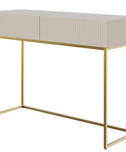 Selsey Schminktisch Makeup Tisch Frisiertisch Kosmetiktisch für Professionelle Mit 2 Schubladen Veldio Graubeige Goldene