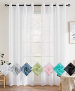 EMEMA Weiss Getönt 2er Set Transparent Voile Voile Vorhang für Wohnzimmer und Schlafzimmer 140x145 cm Luftig Deko (B x H