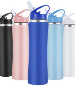 SUPPRUI Isolierte Wasserflaschen, doppelwandig, hält Getränke heiß und kalt, für Outdoor Aktivitäten, 600 ml Edelstahl-W