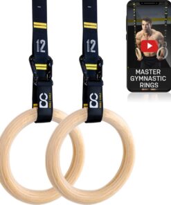 Double Circle Holz Turnringe mit verstellbaren Straps - Full Body Workout für Gymnasten - Verschiedene Größen mit Übungs