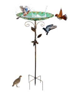 L.StarryIsland Wassertränke für Vögel Stehend Groß Winterfest 78cm MetallVintage, Vogelbad Garten Stabiler 5-Zinken-Basi