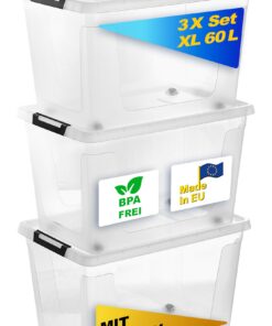 Gardissimo 3 Erd Set Aufbewahrungsboxen mit Clip-Verschluss und Kunststoff, BPA-frei und transparent/durchsichtig, für